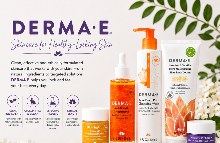 DERMA E skincare products for healthy-looking skin