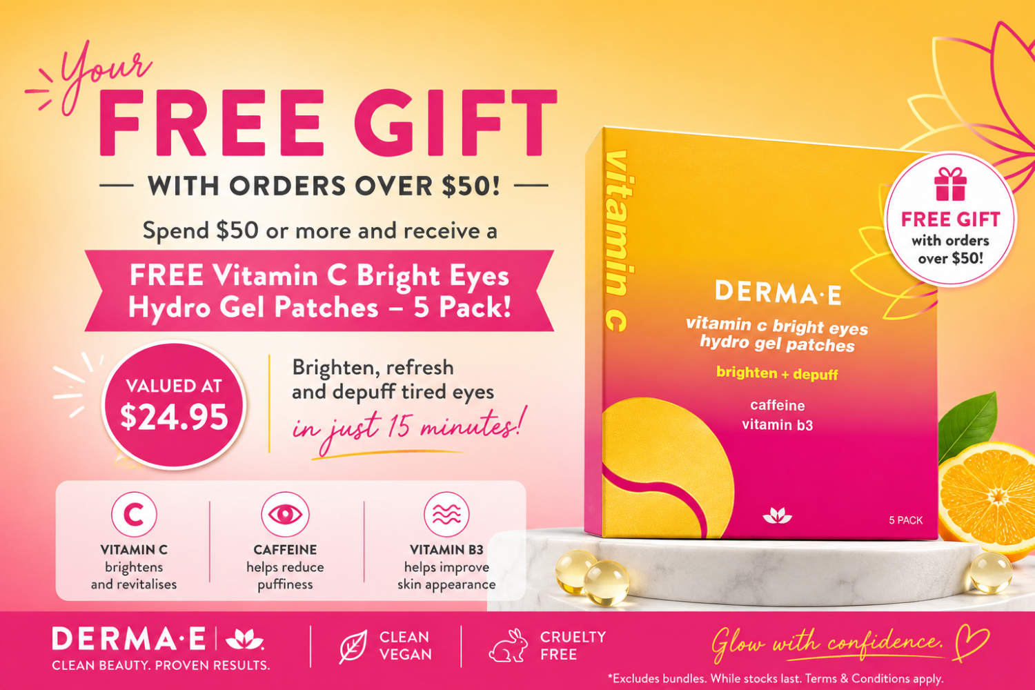 FREE Vitamin C Eye Gel Patches with Orders Over $50! 🍊✨