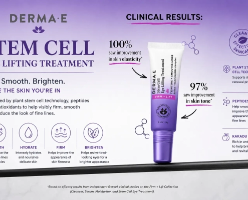 DERMA E Stem Cell Eye Lifting Treatment with clinical results for improved skin elasticity and skin tone
